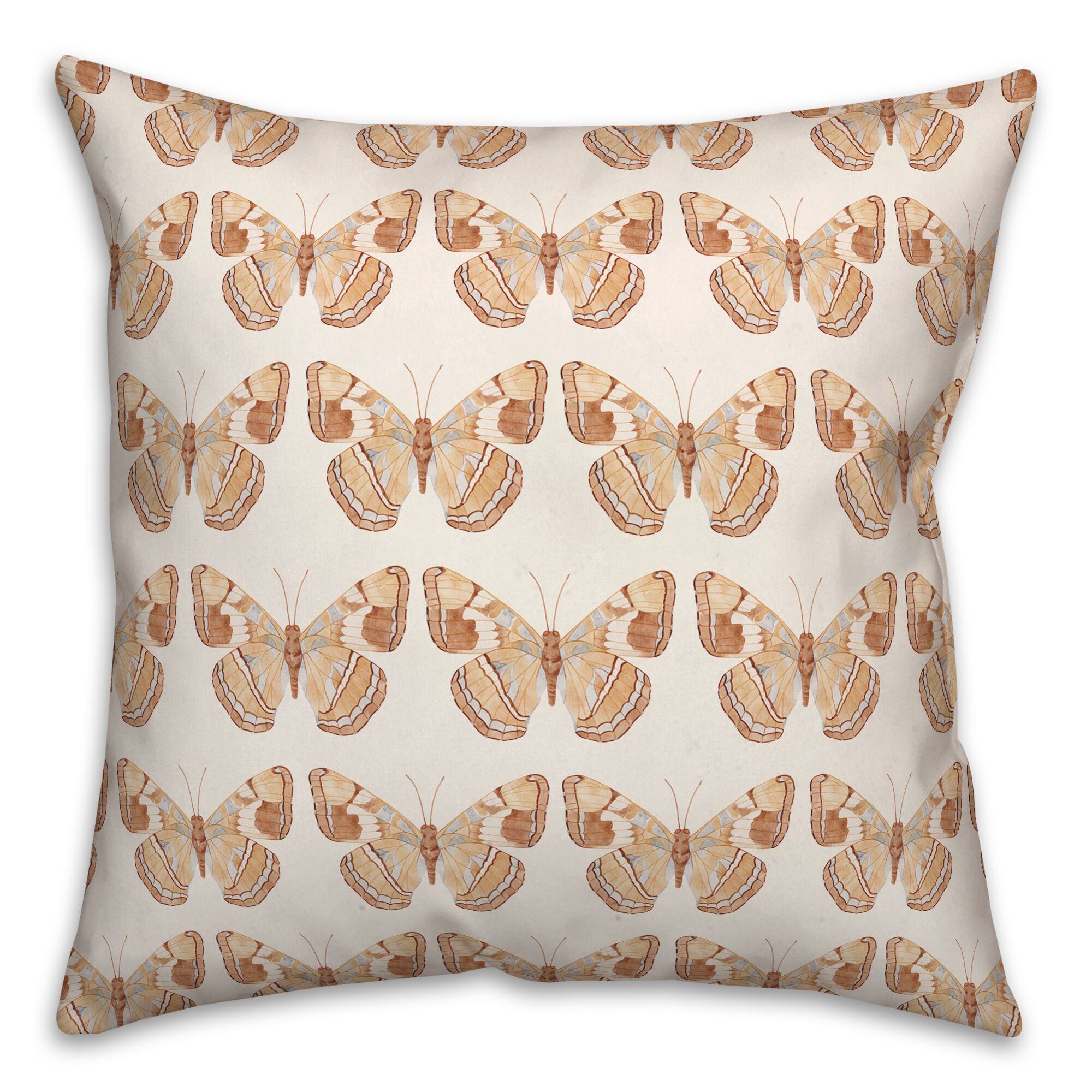 Boho Cream Butterfly Throw Pillow